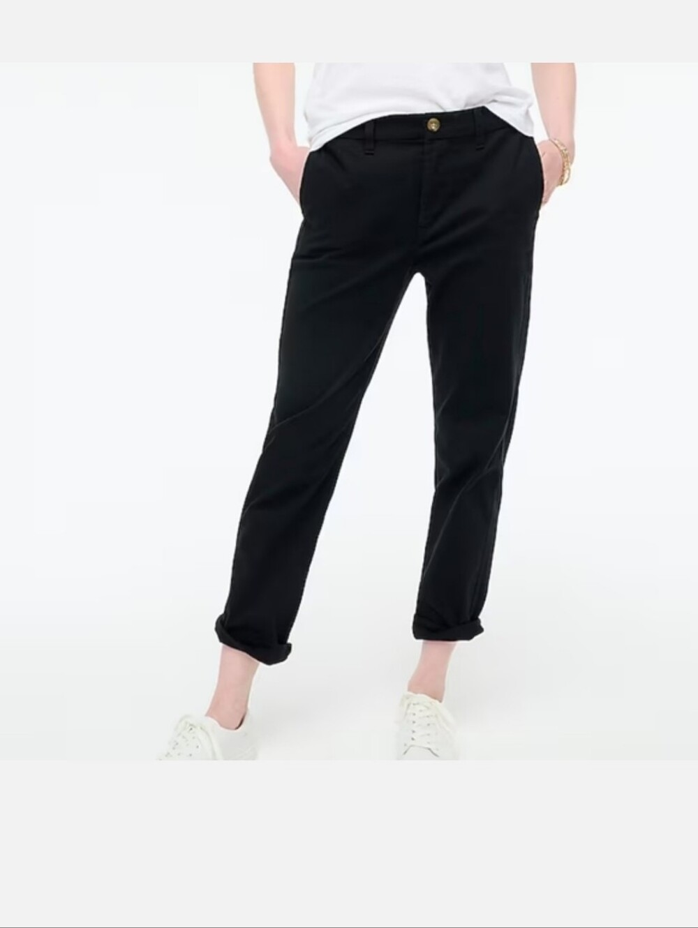 J. Crew High Rise Girlfriend Chino Black Straight Leg 00 Petite 00p B1